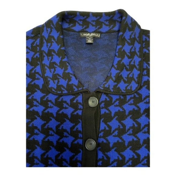 VTG Designers Original Women’s 1X Cardigan Sweater Jacket – Blue & Black Houndst - Picture 4 of 5